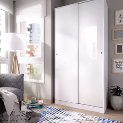 ARMOIRE KILIMANGIARO - Portemanteau pour chambre, Armoire avec 2 portes coulissantes, 100x50h204 cm, Blanc. STRUCTURE ET UTIL ...