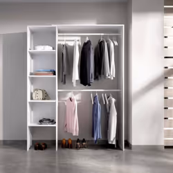 ARMOIRE MAKALU - Structure pour dressing, Portemanteau ouvert, 140x40h187 cm, Blanc. STRUCTURE ET UTILISATION - Armoire compl ...