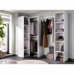 ARMOIRE PLOSE - Structure pour dressing d'angle, Porte-manteau d'angle ouvert, 226x79h186 cm, Blanc. STRUCTURE ET UTILISATION ...