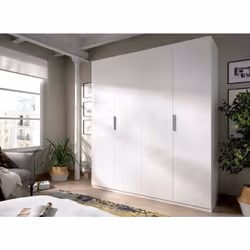 ARMOIRE PRADO - Portemanteau pour chambre, Armoire avec 4 portes battantes, 180x52h204 cm, Blanc. STRUCTURE ET UTILISATION - ...
