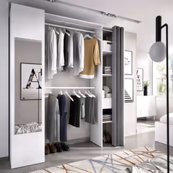 ARMOIRE RIGI - Structure pour dressing, Portemanteau ouvert, 177x52h205 cm, Blanc et Anthracite. STRUCTURE ET UTILISATION - A ...