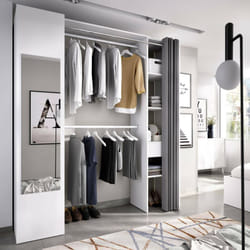 Armoire Rigi, Structure pour dressing, Portemanteau ouvert, 177x52h205 cm, Blanc et Anthracite - Dmora