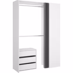 GRANDE GARDE-ROBE - Structure pour dressing, Cintre ouvert, 141x52h205 cm, Blanc et Anthracite. STRUCTURE ET UTILISATION - Ar ...
