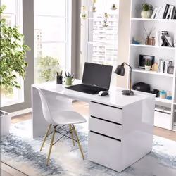 Description générale Bureau polyvalent pour bureau ou chambre, la table d'étude DGABBI est équipée de 2 tiroirs et 1 porte, a ...