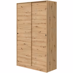 GARDE-ROBE 2 PORTES - Armoire de chambre, Armoire avec 4 étagères et tringle à vêtements, 120x50h200 cm, Chêne Nodi. STRUCTUR ...
