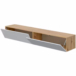 MEUBLE TV - Meuble TV 2 portes, Meuble de salon suspendu, 180x35h28 cm, Chène Nouè et Blanc. STRUCTURE ET UTILISATION - Meubl ...