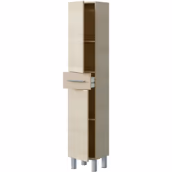 COLONNE DE SALLE DE BAIN DOKEREK - Élément mural de salle de bain avec 2 portes et 1 tiroir, Armoire haute, 35x31h182 cm, Chê ...