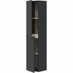 COLONNE DE SALLE DE BAIN DODDE - Élément mural de salle de bain suspendu avec 2 portes, Armoire haute, 31x26h135 cm, Anthraci ...