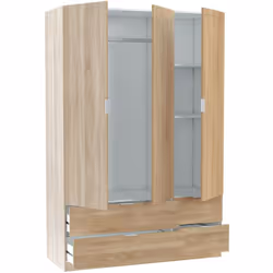 ARMOIRE DOB - Meubles de chambre avec 3 portes et 2 tiroirs, Cintre, 135x52h200 cm, Chêne. STRUCTURE ET UTILISATION - Armoire ...