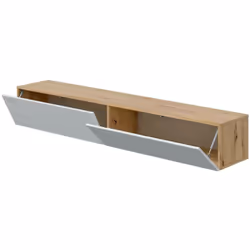 MEUBLE TV DMUSSI - Meuble TV avec 2 portes, Meuble de salon suspendu, 180x35h28 cm, Chêne Node et blanc brillant. STRUCTURE E ...