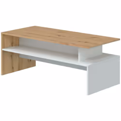 TABLE BASSE - Table basse de salon, Table basse, Table basse, 100x50h43 cm, Chène nouè et Blanc Brillant. STRUCTURE ET UTILIS ...