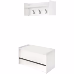 Dmora - Meuble d'entrée Brionia, Entrée moderne avec portemanteau, Meuble avec étagère à chaussures, Armoire multifonction, C ...