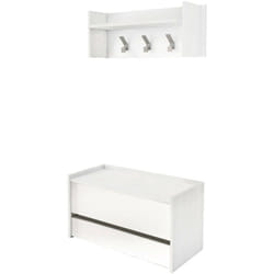 Dmora - Meuble d'entrée Brionia, Entrée moderne avec portemanteau, Meuble avec étagère à chaussures, Armoire multifonction, Cm 50x32h182, Blanc, avec