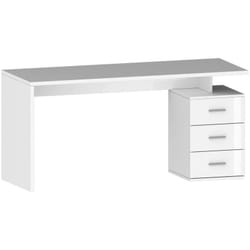 Dmora - Bureau Siro, Bureau linéaire, Bureau polyvalent, Bureau multiposition gain de place, 160x60h75 cm, Blanc, avec emballage renforcé