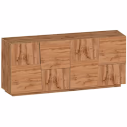 BUFFET - Buffet de salon, Buffet de salon moderne avec 4 portes, 200x44h86 cm, Chêne. STRUCTURE ET UTILISATION - Meuble de sa ...