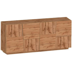 Dmora - Buffet Yago, Buffet de salon, Buffet de salon moderne avec 4 portes, 200x44h86 cm, Chêne, avec emballage renforcé