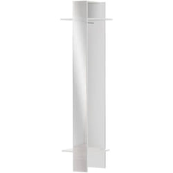 Dmora - Meuble d'entrée Violantino, Armoire multifonctionnelle, Cintre mural avec miroir, 50x35h190 cm, Blanc, avec emballage renforcé