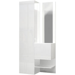 Dmora - Meuble d'entrée Vinicio, Armoire multifonctionnelle avec 2 portes, Armoire polyvalente avec miroir, 90x35h190 cm, Blanc, avec emballage