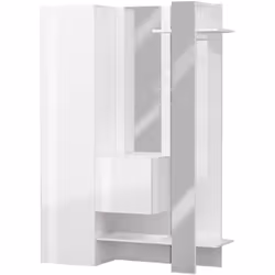 MEUBLE D'ENTRÉE - Armoire multifonctionnelle avec 2 portes, Porte-manteau mural avec 2 miroirs, 140x35h190 cm, Blanc. STRUCTU ...