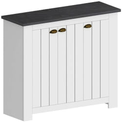 Dmora - tagère à chaussures Tolomeo, étagère à chaussures peu encombrante avec 3 portes, armoire d'entrée multifonctionnelle, 114x42h100 cm, Blanc et
