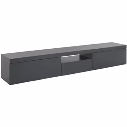 MEUBLE TV - Buffet bas de salon 3 portes, pied meuble TV, 220x40h35 cm, Anthracite. STRUCTURE ET UTILISATION - Meuble TV mode ...