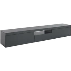 Meuble tv Ulrico, Buffet bas de salon avec 3 portes, Base meuble tv, 220x40h35 cm, Anthracite, avec emballage renforcé - Dmora