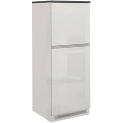 Dmora - Garde-manger Plinio, Meuble polyvalent, meuble réfrigérateur 2 portes, 100% Made in Italy, 60x60h165 cm, Blanc brillant et ardoise, avec