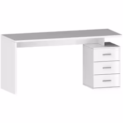 BUREAU - Bureau linéaire, Bureau polyvalent, Bureau gain de place multi-positions, 160x60h75 cm, Blanc. STRUCTURE ET UTILISAT ...