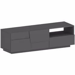 MEUBLE TV - Buffet bas de salon avec 2 portes et 1 tiroir, pied meuble TV, 150x44h46 cm, Anthracite. STRUCTURE ET UTILISATION ...