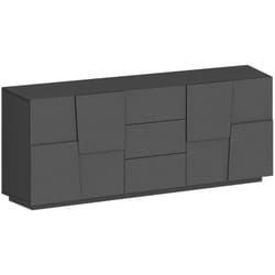 Dmora - Buffet Ddamsgaar, Buffet de salon, Buffet de salon avec 4 portes et 3 tiroirs, 220x44h86 cm, Anthracite