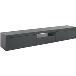 Meuble tv Dcoppolin, Buffet bas de salon avec 3 portes, Base meuble tv, 220x40h35 cm, Anthracite - Dmora