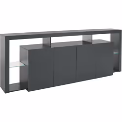 BUFFET - Buffet de salon avec 4 portes, Buffet de salon, Buffet moderne, 220x40h80 cm, Anthracite. STRUCTURE ET UTILISATION - ...