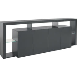 Dmora - Buffet Ddalessandr, Buffet de salon 4 portes, Buffet de salon, Buffet moderne, 220x40h80 cm, Anthracite