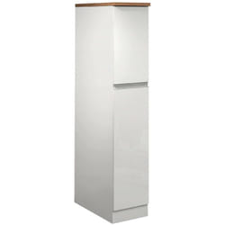 Dmora - Garde-manger Dcasiragh, Meuble polyvalent, meuble de rangement à 2 tiroirs, 100% Made in Italy, 30x60h165 cm, Blanc brillant et chêne