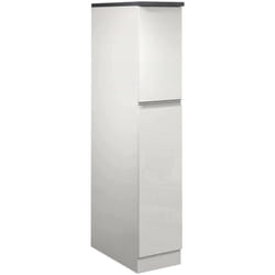 Dmora - Garde-manger Dcasiragh, Meuble polyvalent, meuble de rangement à 2 tiroirs, 100% Made in Italy, 30x60h165 cm, Blanc brillant et ardoise
