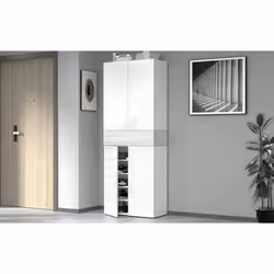 Meuble à chaussures Dcandelar - Dmora - Mélaminé - Blanc 76x38h200 cm