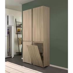 ARMOIRE POLYVALENTE 2 PORTES - buanderie 2 portes, colonne de salle de bain avec panier à linge, 100% Made in Italy, 45x37h19 ...