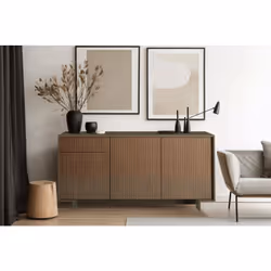 BUFFET - Buffet de salon, Buffet de salon avec 3 portes et 1 tiroir, 100% Made in Italy, 170x42h78 cm, Marron et Noyer. STRUC ...