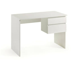 Dmora - Bureau Carpino, Bureau linéaire avec 2 tiroirs, Table d'étude polyvalente et peu encombrante, 100% Made in Italy, 110x53h76 cm, Blanc, avec