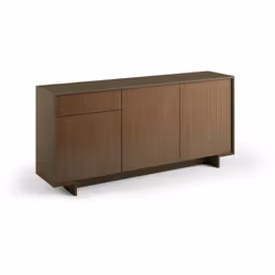 BUFFET - Buffet de salon, Buffet de salon avec 3 portes et 1 tiroir, 100% Made in Italy, 170x42h78 cm, Marron et Noyer. STRUC ...