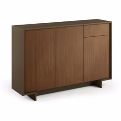 BUFFET - Buffet de salon, Buffet de salon avec 3 portes et 1 tiroir, 100% Made in Italy, 134x35h87 cm, Marron et Noyer. STRUC ...