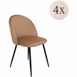 ENSEMBLE DE 4 CHAISES - Fauteuil recouvert de velours, Chaise de salle à manger rembourrée, Siège de réunion, 51x54h82 cm, Be ...