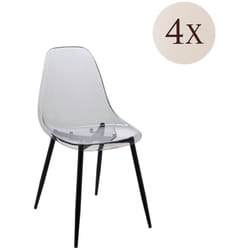 Lot de 4 chaises Dabdalhad, fauteuil pet, Chaise de salle à manger ergonomique, Siège de réunion, 53x46h81 cm, Fumée - Dmora