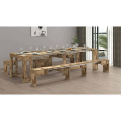 Ensemble table et chaises Eric, Composition polyvalente, Ensemble avec console et 2 bancs extensibles, 100% Made in Italy, 66x25h45 cm, Érable, avec