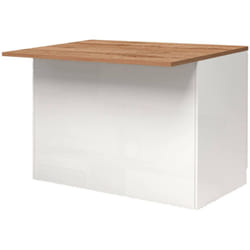 Dmora - lot de cuisine Daffaticat, Table de rangement auxiliaire, Meuble de cuisine avec 2 portes, 100% Made in Italy, 125x90h90 cm, Blanc brillant