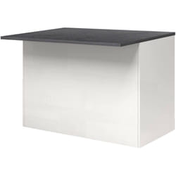 Dmora - lot de cuisine Daffaticat, meuble de cuisine 2 portes, table de rangement auxiliaire, 100% Made in Italy, 125x90h90 cm, Blanc brillant et