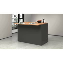 Dmora - Îlot de cuisine Analiza 125x90xh90 cm Anthracite Chêne Panneau effet bois