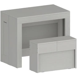 Ensemble table et chaises Crispin, Composition polyvalente, Ensemble avec console et 1 banc extensible, 100% Made in Italy, 66x25h45 cm, Blanc, avec