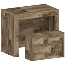 Ensemble table et chaises Crispin, Composition polyvalente, Ensemble avec console et 1 banc extensible, 100% Made in Italy, 66x25h45 cm, Érable, avec
