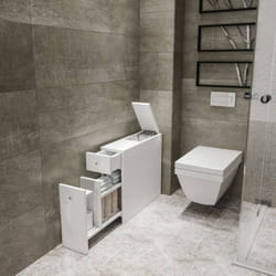 Dmora - Meuble sous lavabo Galene, Armoire de toilette, Récipient pour lavabo, Meuble d'évier, 20x60h55 cm, Blanc, avec emballage renforcé